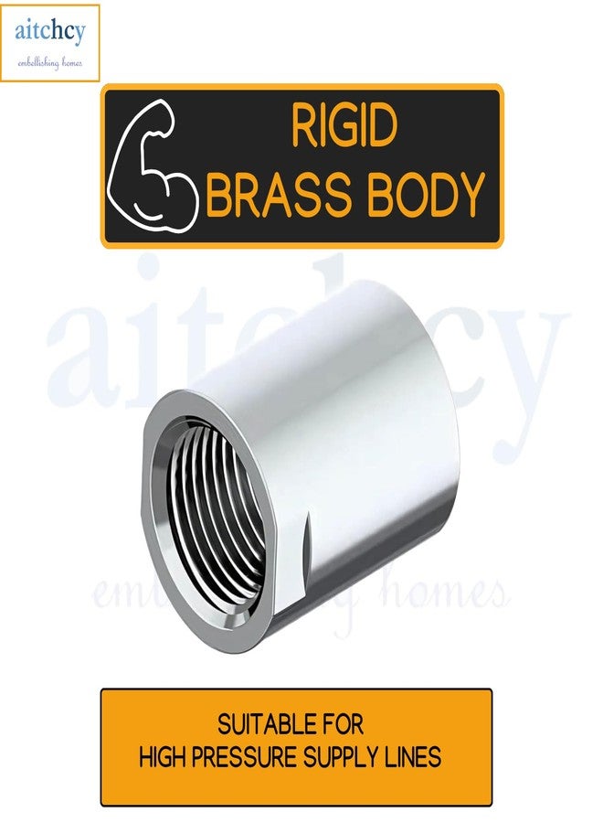 Aitchcy Brass Socket Connector for Pipe Fittings (1/2" Inch X 1/2" Inch) Multipurpose CP Jointer 1/2 inch (Pack of 2) - Image 4